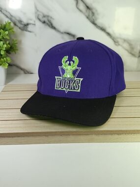 Mitchell & Ness Purple and Neon Green Snapback NBA Hat. Adjustable
